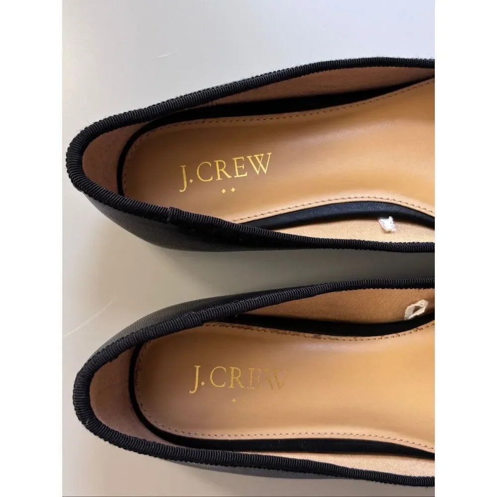 J. Crew Ballet flats black bow size 8